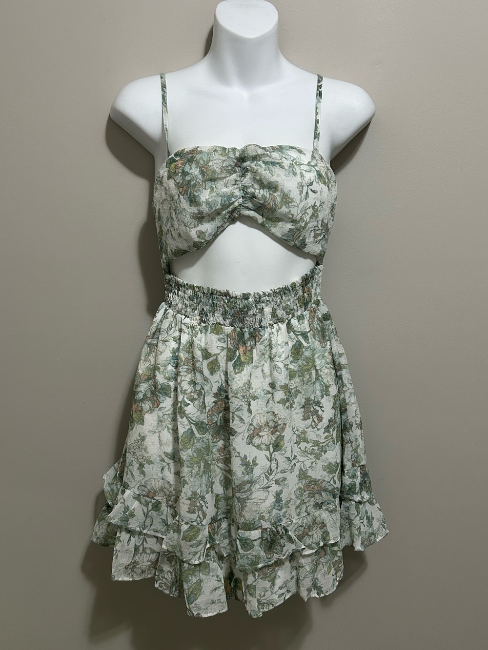 Windsor Green & Cream Floral Smocked Dress